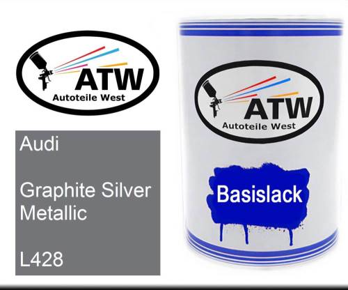 Audi, Graphite Silver Metallic, L428: 500ml Lackdose, von ATW Autoteile West.